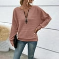thumbnail image 4 of HAiming Womens Tops Long Sleeve Half Zip Crew Neck Solid Color Shirt Casual Pullover Fall Trendy Clothes, 4 of 9