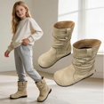 thumbnail image 2 of Girls Winter Boots Kids Snow Shoes Faux Suede Upper Fleece Lined Mid Calf Boot Pull-On Non Slip Outsole for Cold Outdoor Daily Wear, 2 of 9