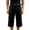 Black, variant on Mens Pleated Shorts Flat Front Wide Leg Loose Fit Baggy Dress Elastic Waist Business Shorts