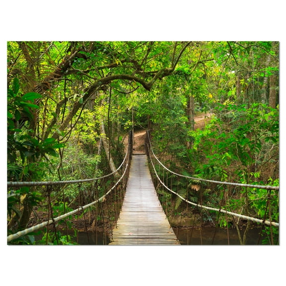 Designart 'Bridge to Jungle Thailand ' Landscape Photo Canvas Art Print