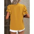 thumbnail image 4 of Yesfashion Womens Tops Dressy Casual 3/4 Tiered Bell Sleeve Blouses Double Layered Chiffon Work Tunic Shirts, 4 of 5