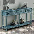 thumbnail image 2 of Retro Console Table, 58'' Entryway Table with 2 Drawers and Bottom Shelf, Wood Long Sofa Table, Accent Side Table for Living Room, Entrywa, Hallway, Easy Assembly, Dark Blue, 2 of 7