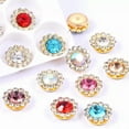 thumbnail image 5 of U8MO 50 Gold Bling Crystal Rhinestone Pearl Flatback Buttons 9mm 11mm Wedding Crafts-Mixed Color +Gold in 9mm, 5 of 8