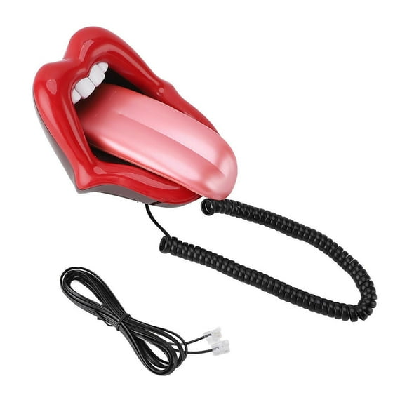 Red Mouth Telephone Novelty Big Tongue Landline Phone Wired Funny Lip Phone with LED Indicator for Home Shops Office Party Decor