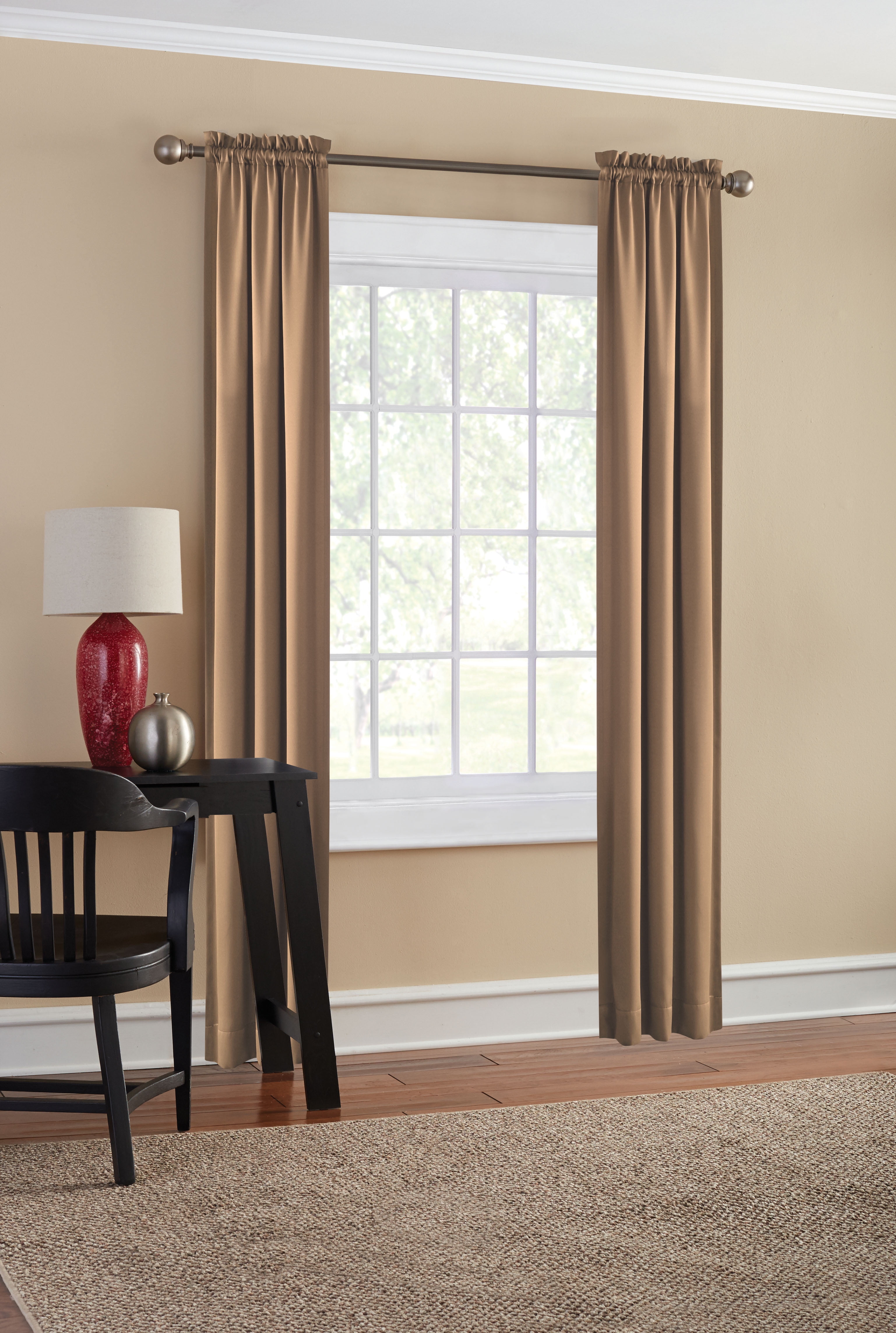 Mainstays Blackout Curtain Panel Pair, Set of 2, Taupe, 30"W x 95"L