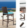 thumbnail image 4 of Outdoor Bar Stools Set of 2 Wicker Counter Height Bar Stools Patio Chairs Bar Height Patio Stools & Bar Chairs with Footrest Armrest Cushion Blue All Weather Rattan for Garden Pool Lawn Backyard, 4 of 7