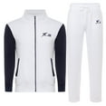 thumbnail image 2 of X-2 Men's Athletic Tracksuits 2 Pieces Set workout Warm up Suit Full Zip Jogging Running Sweatsuit White-navy XL, 2 of 6