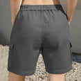 thumbnail image 5 of Hiking Shorts for Women Lightweight Elastic Waist Knee Length Cargo Shorts Golf Casual Summer Bermuda Short Dark Gray S, 5 of 6