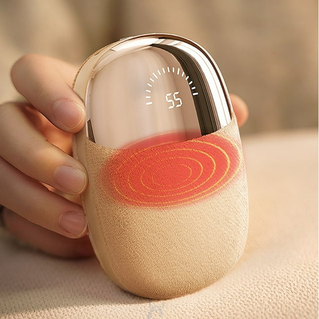 LSLJS Chauffe-Mains en Peluche à Affichage Numérique Intelligent 2-en-1 Chauffage à Trois Températures Portable Rechargeable, Autre