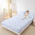 thumbnail image 4 of Manfei Kawaii Bowknot Full Size Sheets,Blue Geometry Grid Bed Sheets,Cartoon Bow Knot Sheet Sets For Boys Girl,Lightweight Bedroom Decor,4-Piece, 4 of 7