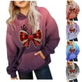 thumbnail image 3 of SwiftWear Unisex Kids Christmas Sweatshirt with Hood Cute Bow Graphic Hoodies with Kangaroo Pocket for Boy Girl 2-14T, Blue, 3 of 3