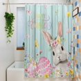 thumbnail image 3 of Spring Easter Shower Curtain, 72" x 72", Rabbit Egg Colorful Flower Butterfly Green Board Waterproof Bathroom Curtain Washable Shower Curtain Set with 12 Hooks, 3 of 9