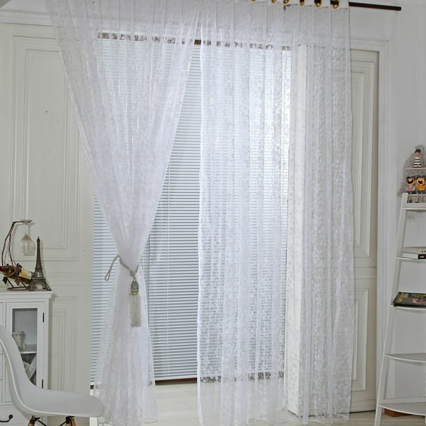 Cortinas translúcidas con estampado de hojascortinas transparentes de tul para ventanas del hogarcolor blanco Ndcxsfigh Nuevos Originales