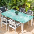 thumbnail image 2 of Teal Ombre Coastal Table Cloths for 6 Foot Rectangle Tables, Nautical Beach Starfish Coral Summer Patio Waterproof Elastic Fitted Tablecloths, Washable Rectangular Table Cover for Camping, 2 of 8