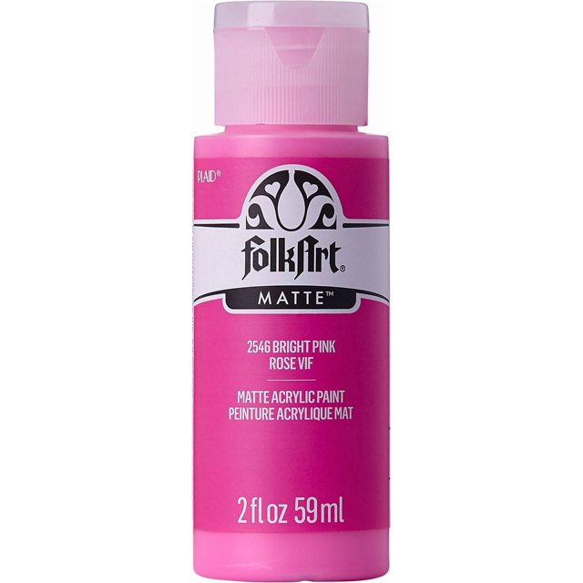 Folkart Matte Acrylic Craft Paint, 2 fl. oz., Bright Pink