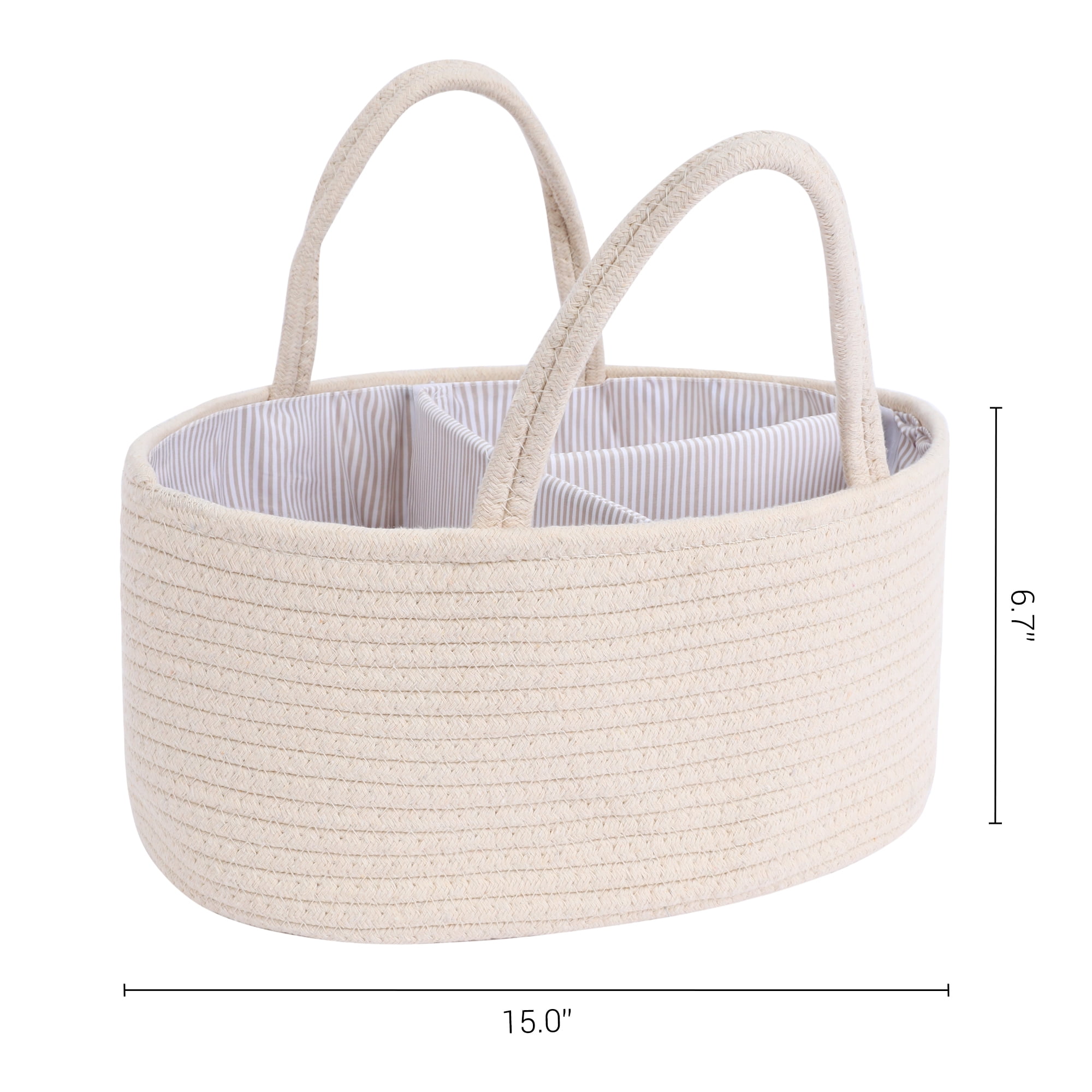 Unique Bargains 1 Pack Woven Storage Basket Bin with Divider and Handle Beige L