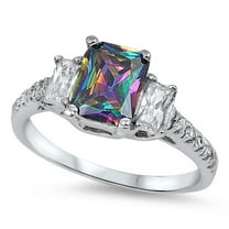 CHOOSE YOUR COLOR Multi-color CZ Elegant Ring Sterling Silver Band Black 925 Female Size 11