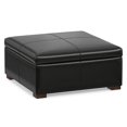 thumbnail image 3 of Gabbie 36"WD Square Coffee Table Storage Ottoman in Black PU Vegan Leather, 3 of 12