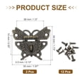 thumbnail image 2 of Uxcell Wooden Box Hasp Latch, Butterfly Vintage Engraved Hasp Latch Hook with Mounting Screws Bronze 44x50mm, 2 of 7
