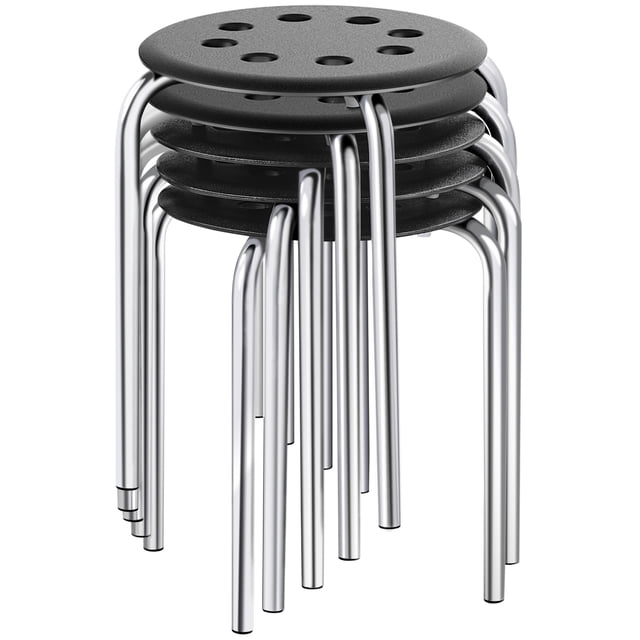 Set de 5 taburetes portátiles Yaheetech de plástico sin respaldo de 44 cm