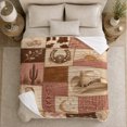 thumbnail image 4 of Rustic Western Patchwork Cowboy Theme, Cozy Rustic Scene, Warm Flannel Blanket for Ranch House and Living Room with Detailed Artwork, Animal Lovers Birthday Gift, Rustic Home Decor, 4 of 8
