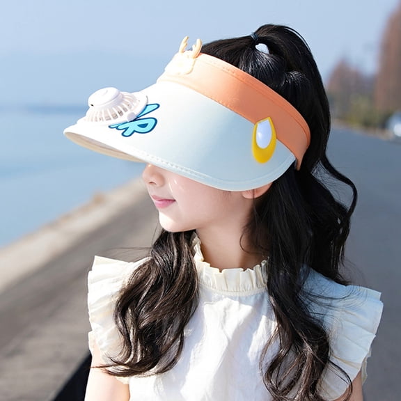 Wuxian Baby Toddler Girls Boys Sun Visor Hat Usb Charging Fan Fashionable Cute Cartoon Rabbit Graphic Sun Hats Summer Outdoor Beach Upf 50 Sunhat Tennis Golf Caps Headwear,Beige,3-8 Years