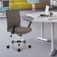 thumbnail image 6 of Linen Office Chair with Arms, Upholstered Mid-Back Desk Chair with Adjustable Height and Back Angle, 360° Swivel with Wheels for Home Office or Study (Dark Grey), 6 of 11