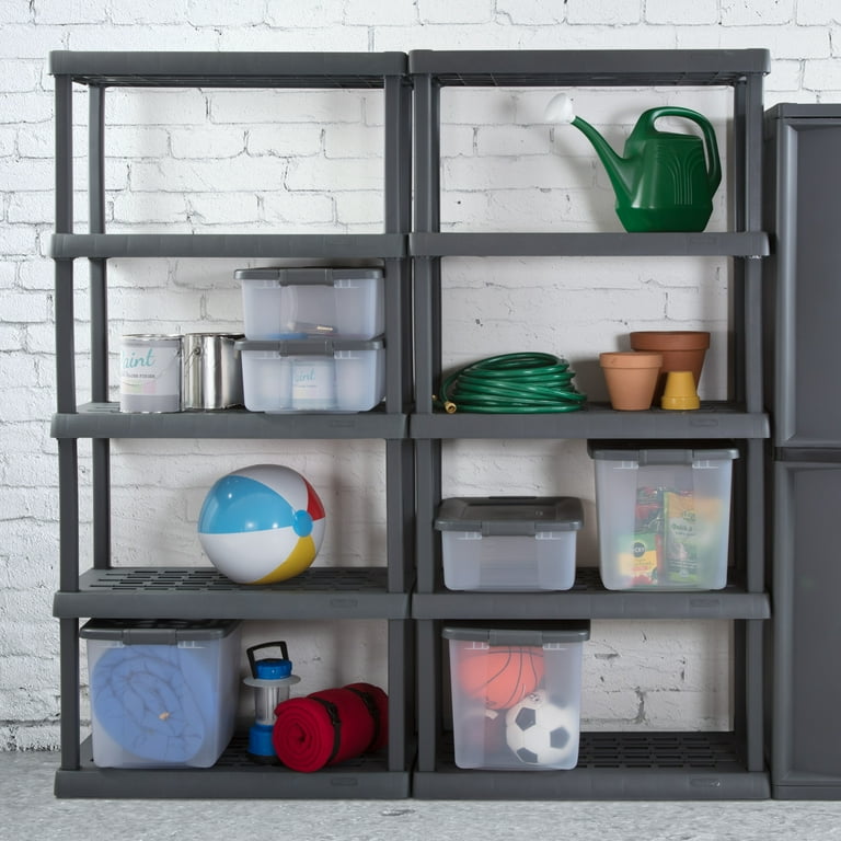 Sterilite 5 Shelf Unit Plastic Flat Gray