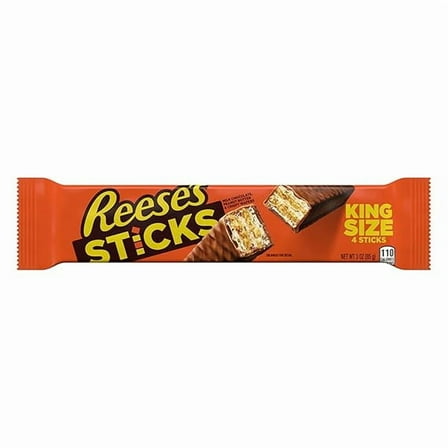 (Pack of 2) REESE'S STICKS Milk Chocolate Peanut Butter Wafer King Size, Candy Pack, 3 oz