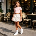 thumbnail image 5 of QTBIUQ Girls Bubble Skirt with Built-In Shorts Cute Bow Princess Elastic Waist Summer Casual Party Skirt, 5 of 8