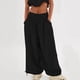 thumbnail image 4 of Pantalones Holgados Informales de Algodón para Mujer, de Pierna , con Costuras de Cordón y Bolsillos. Negro L, 4 of 7