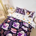 thumbnail image 3 of Homewish Cute Halloween Ghost Twin Duvet Cover,Leaf Book Drink Print Twin Bedding,Dark Purple Pink,Halloween Reversible,2pcs,1 Duvet Cover and 1 Pillowcase, 3 of 6