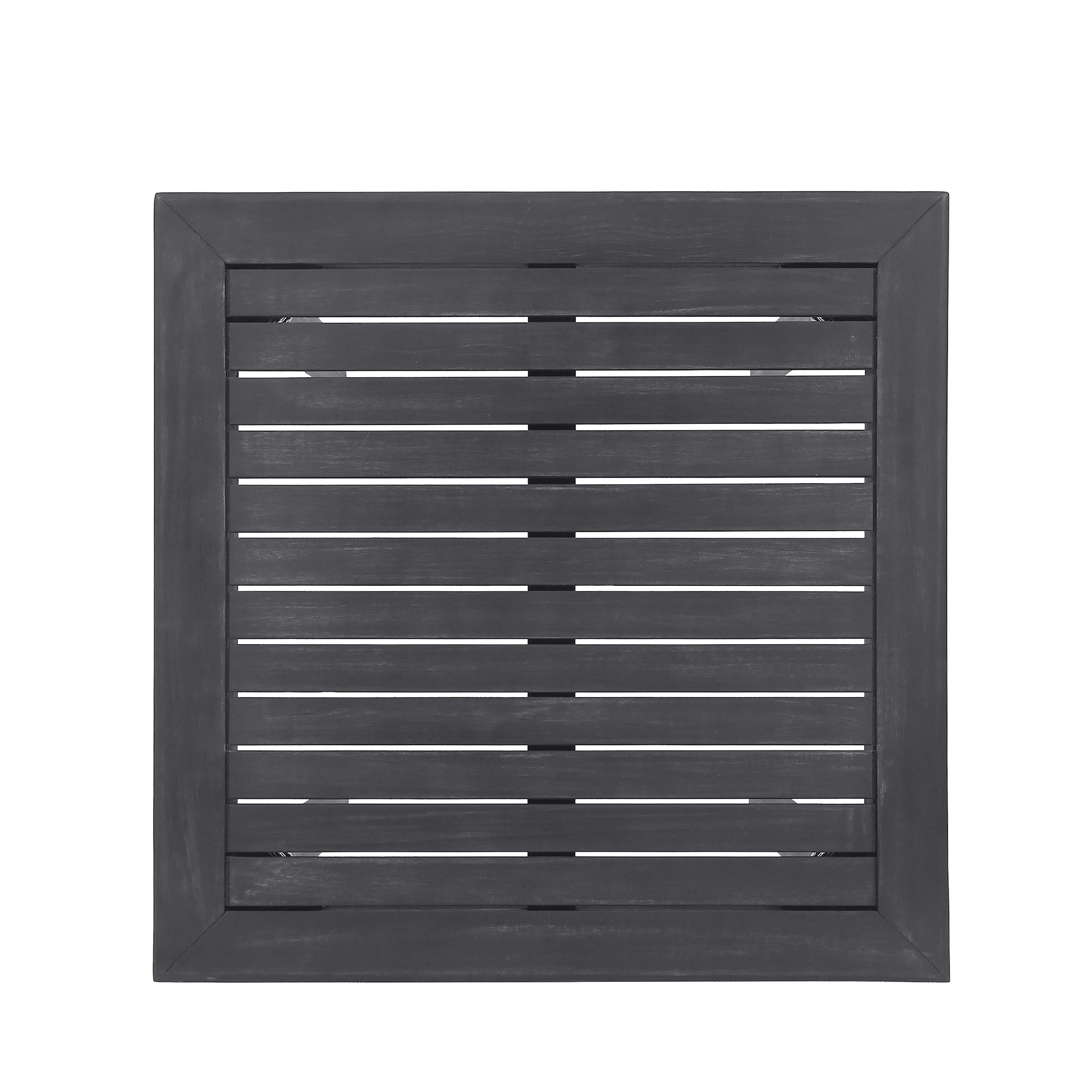 Outdoor Square Bar Height Table, Solid Acacia Wood Top for Patio Garden, Dark Gray