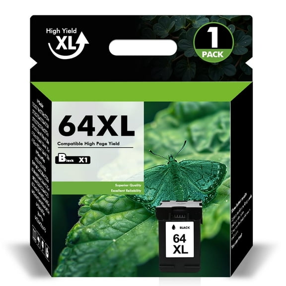 64XL Ink Cartridges Compatible for HP 64 64XL for Envy Photo 7855 7858 7155 7120 7800 6255 6252 7158 7164 Printer (1 Pack Black)
