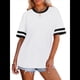 thumbnail image 3 of Camisetas de Mujer, Corte Holgado, Corta, Cuello Redondo, Bloques de Color, Moda de Verano 2025 XL, 3 of 8