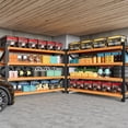thumbnail image 3 of AUHUP 4-Tier Garage Storage Shelves 5000LBS Heavy Duty Metal Shelving 60" W Shelving Unit for Warehouse,Basement Industrial,Commercial Utility Rack Shelf, Black&Orange, 70"H x 60"W x 24"D, 3 of 11