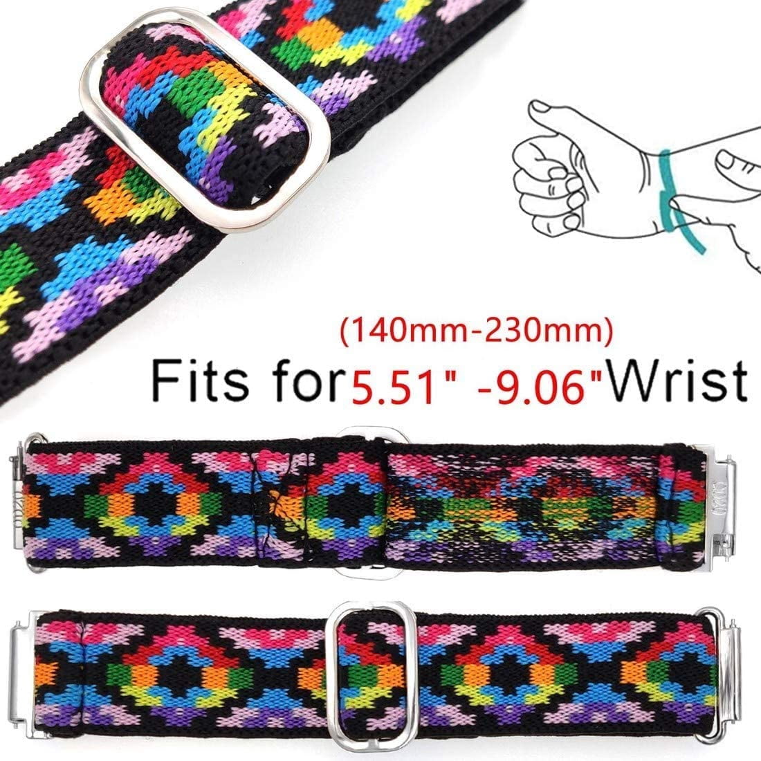 CRKMGS-Compatible with Faweio Smartwatch Bands, Stretch Elastics Nylon Adjustable Replacement Strap Accessories for Men & Women Compatible for Faweio IDW13/IDW16/IDW17/IDW19/IDW21/IDW26/Smartwatch,