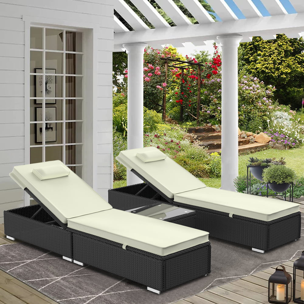 Sun Lounger Adjustable Garden Reclining Canvas Pool Sunlounger Chair Orange x2 