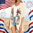 thumbnail image 5 of JULMCOMO 4th of July Lightweight Cardigans for Women Stars Stripes Half Sleeve Patriotic Kimono Cover Ups Summer Tops Dark Blue XL, 5 of 6