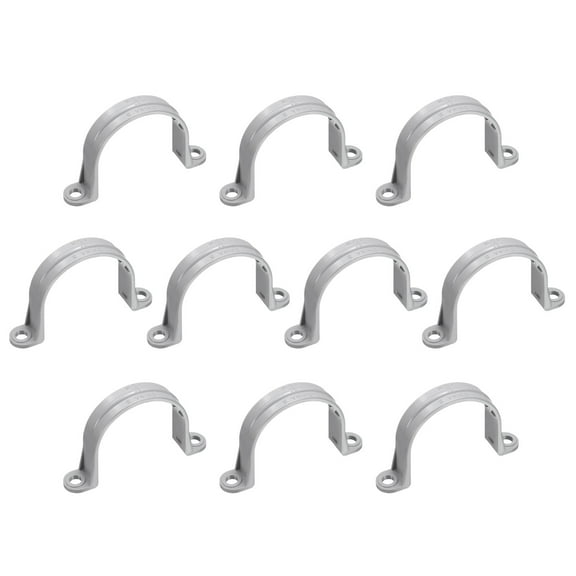10Pack 2 Inch Pipe Straps, 2 Hole Conduit Pipe Clamps Supports, Mounting Bracket Clips for Cables and Tube Fittings, Gray