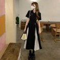 thumbnail image 4 of Casual Dresses for Women Vintage Long Midi Dress Summer Chinese Style Korean Fashion Short Sleeve Elegant Clothes 2024 (black,M), 4 of 6
