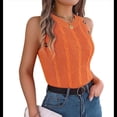 thumbnail image 3 of Camiseta Sin Mangas de Verano para Mujer, Estilo Suéter Informal de Punto Holgado, Acanalado, Sin Mangas Color Naranja M, 3 of 9