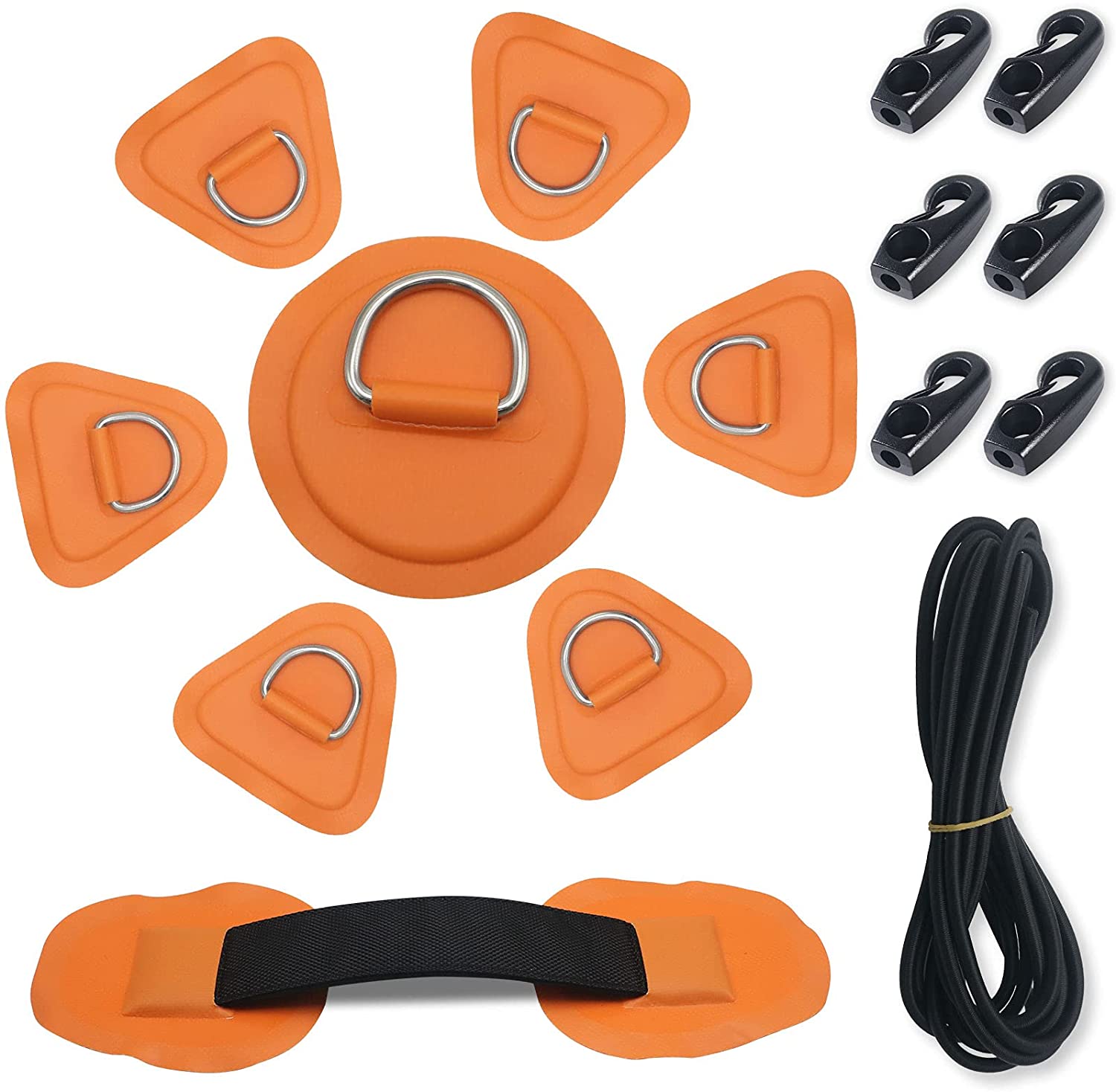 7Pck D Ring Patch Kayak D Ring Pads 20ft Strong Elastic Bungee Shock 7Pck D Ring Patch Kayak D Ring Pads 20ft Strong Elastic Bungee Shock