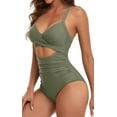 thumbnail image 3 of Women's Swimsuits Tummy Control Cutout High Waisted Bathing Suit Wrap Tie Back 1 Piece Swimsuit, 3 of 4
