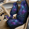 thumbnail image 3 of Xixirimido Car Seat Covers Front Seats Leather Universal Fit for Cars, Vans, Trucks, SUV, Set of 5 Car Seat Protector with Seatbelt Covers & Center Console Cover, Butterfly Purple Roses, 3 of 8