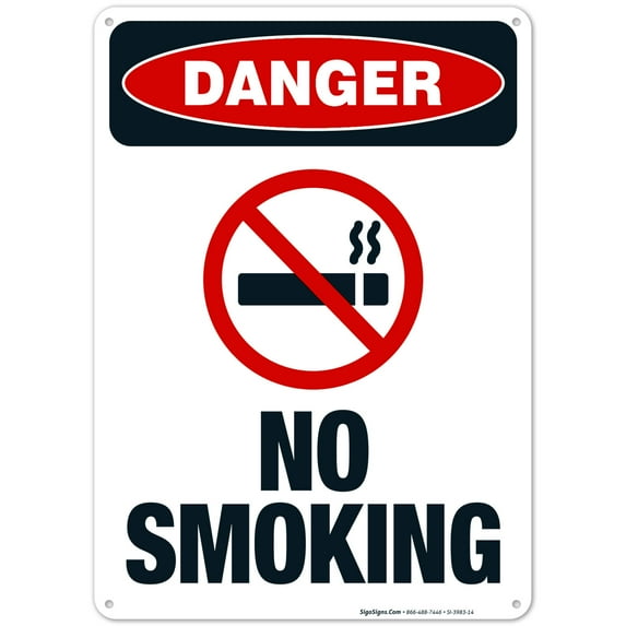 No Smoking Sign, OSHA Danger Sign, (SI-3983) 10x14 Aluminum