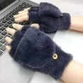 thumbnail image 2 of Dalrosia Fingerless Gloves Women Winter Flip Gloves Warm Convertible Mittens Thermal Gloves Fuzzy Half Fingerless Mittens, 2 of 3