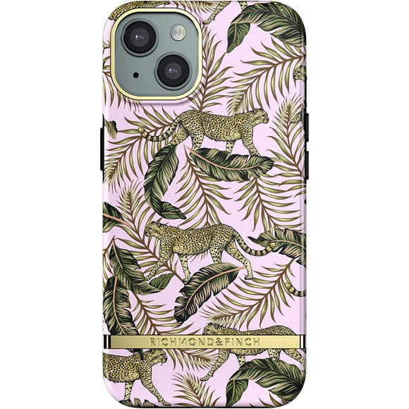 Richmond & Finch Phone Case Compatible with iPhone 13, Pink Jungle Design, 6.1 Inches, Shockproof, Raised Edges, Fully