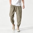 thumbnail image 2 of JUUYY Men's Baggy Pants Lightweight Casual Elastic Waist Drawstring Harem Pants Cotton Loose Fit Beach Yoga Jogger Pants with Pocket Khaki M, 2 of 9