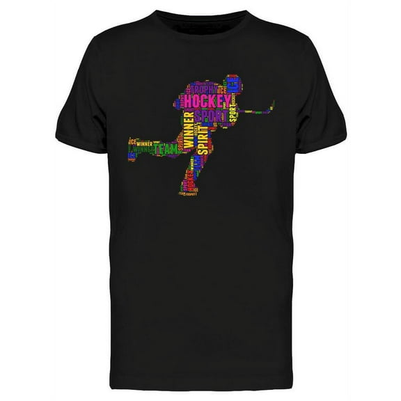 Hockey Word Colorful Design T-Shirt Men -Image by Shutterstock, Male Small